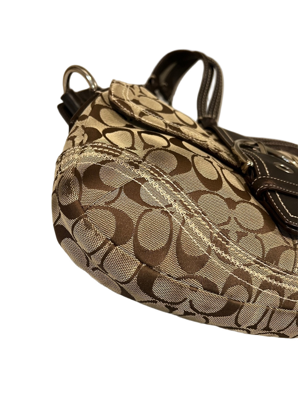 Coach Soho Signature C Jacquard Vintage Shoulder Bag with Dark Brown Trim EUC - Picture 11 of 15